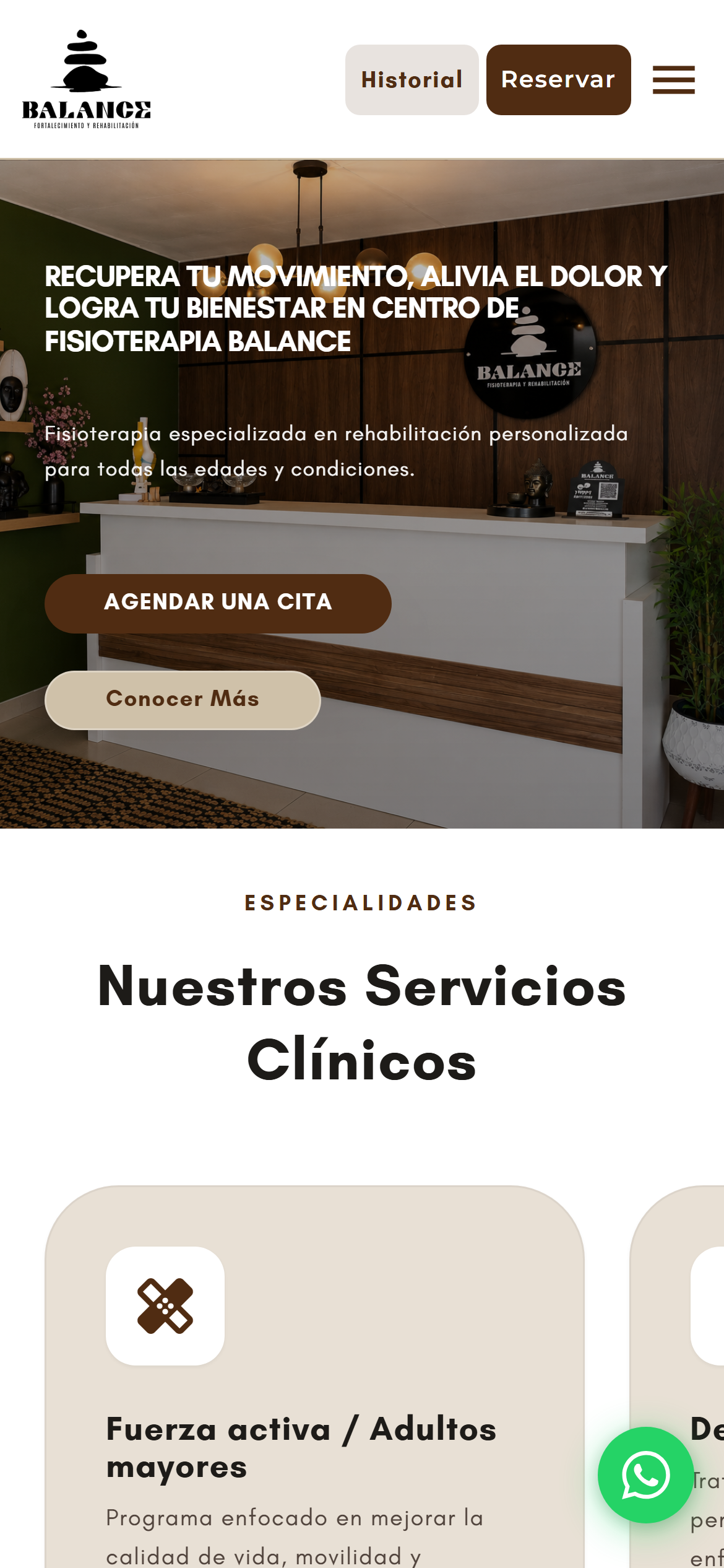 Balance — inicio en móvil