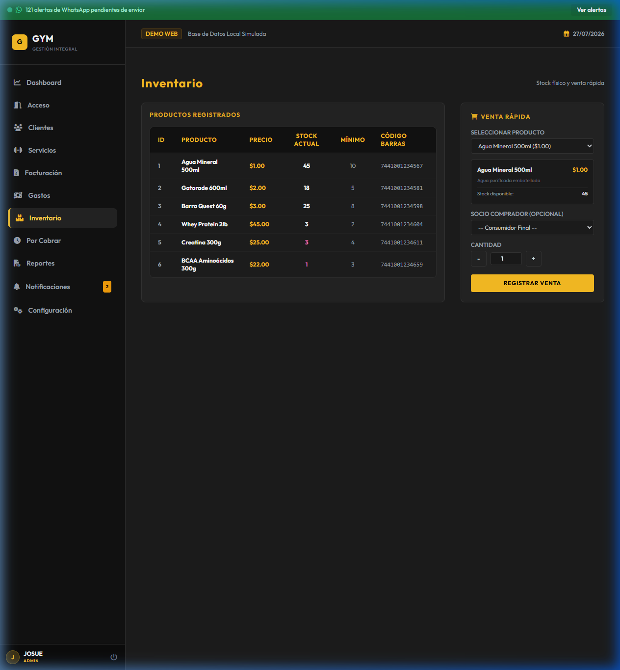 Inventario — Master Gym 2