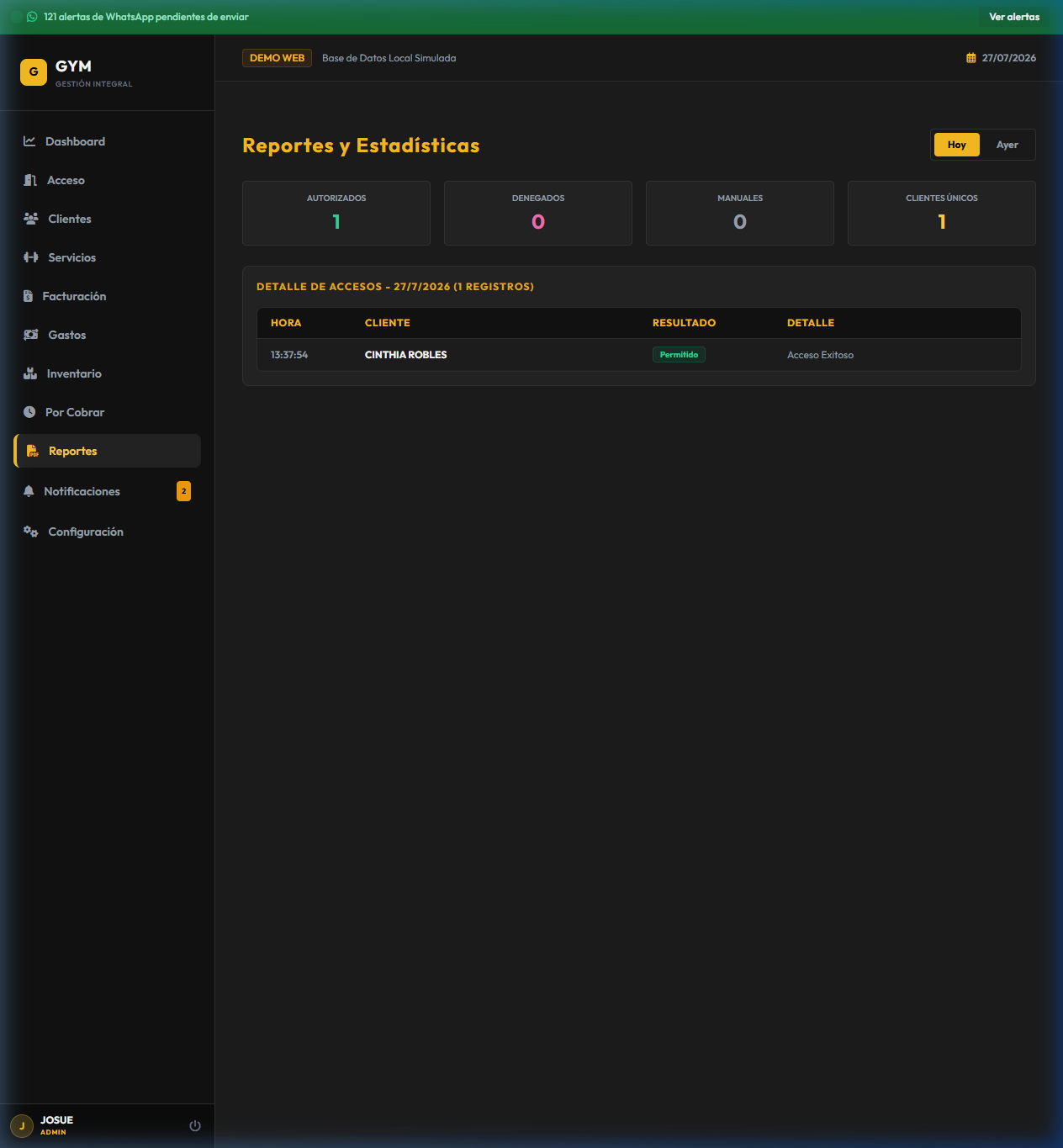 Reportes — Master Gym 2