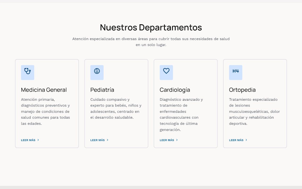 Clínica Mukti — Departamentos