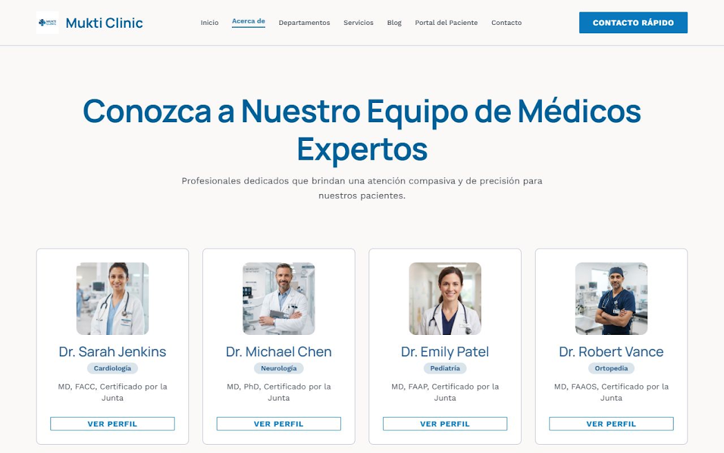 Clínica Mukti — Equipo médico