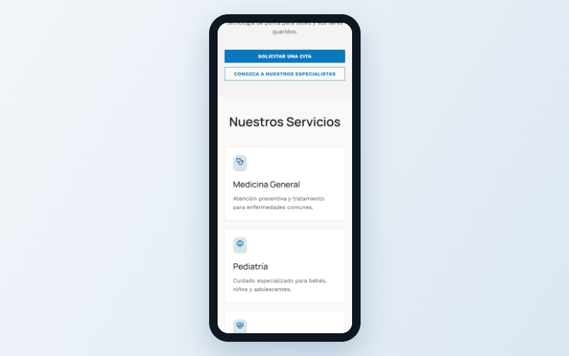 Clínica Mukti móvil — Servicios