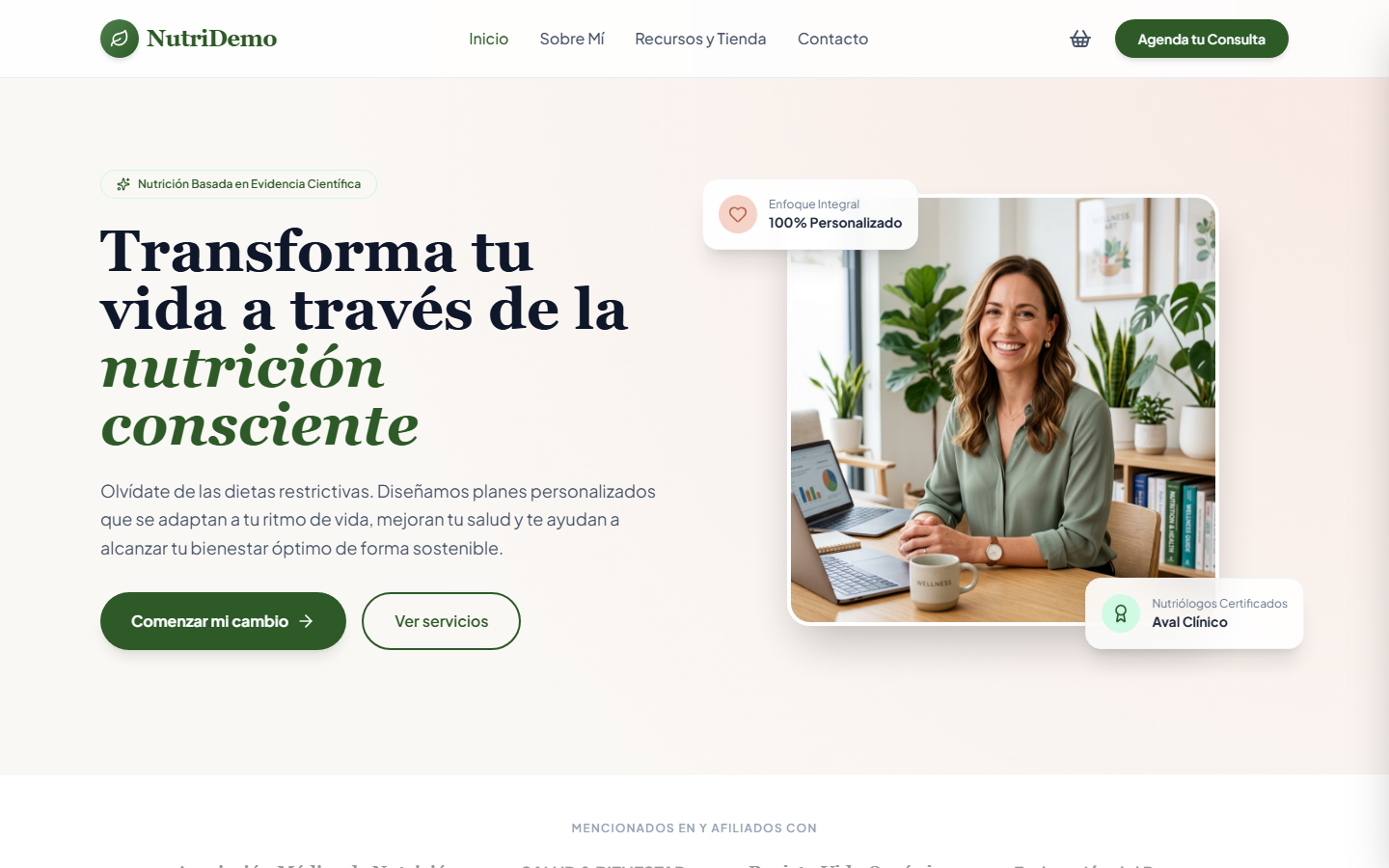 NutriDemo — nutrición y bienestar