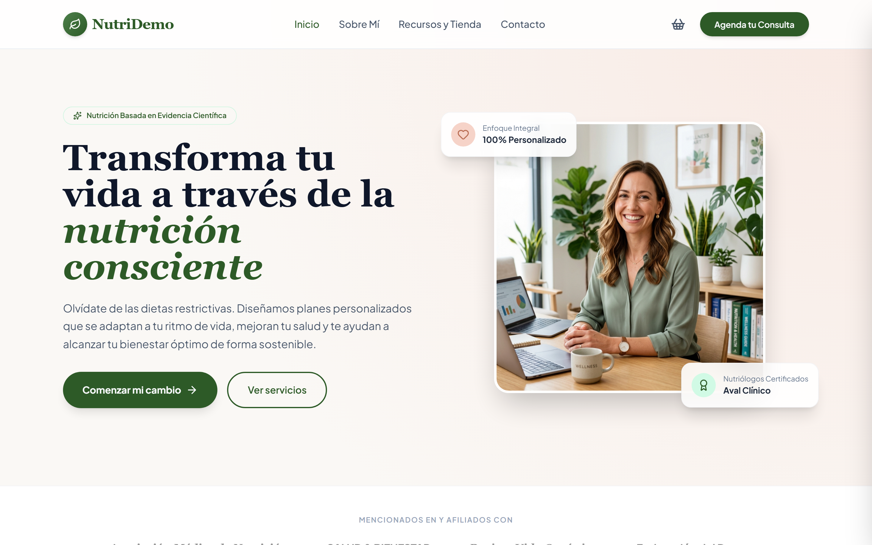 NutriDemo — Inicio
