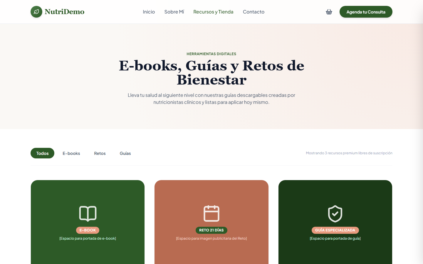NutriDemo — Recursos y tienda