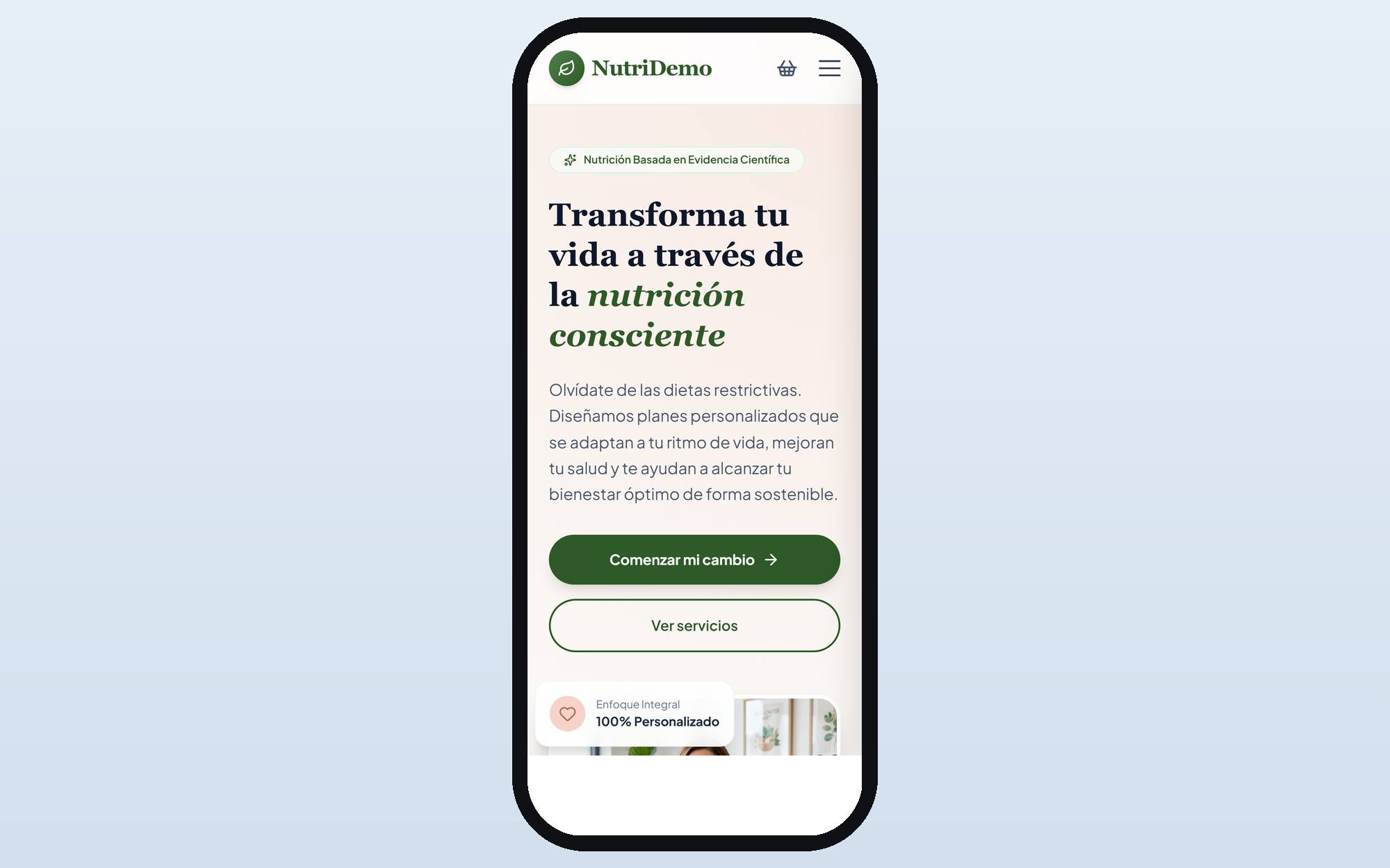 NutriDemo móvil — Inicio