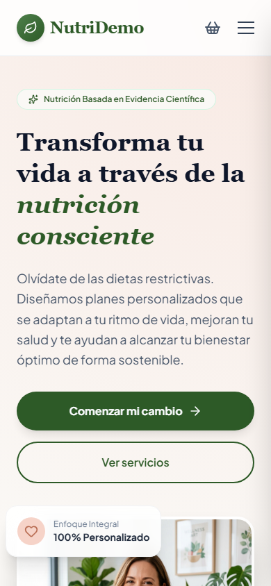 NutriDemo móvil — Inicio