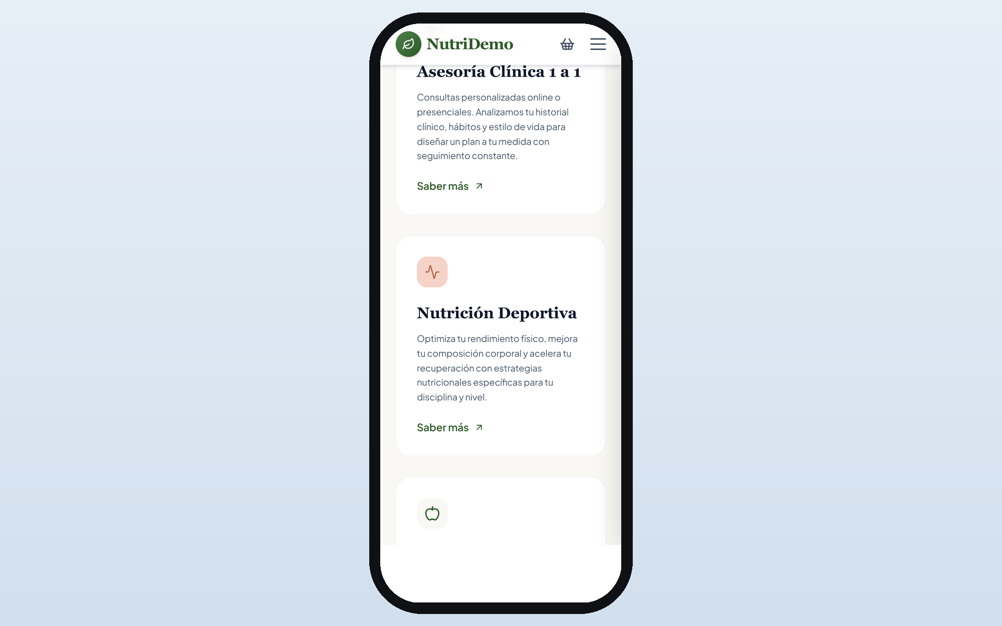 NutriDemo móvil — Servicios