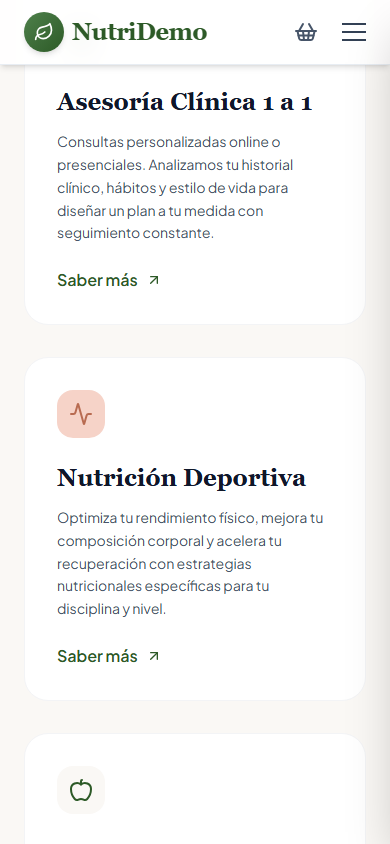 NutriDemo móvil — Servicios